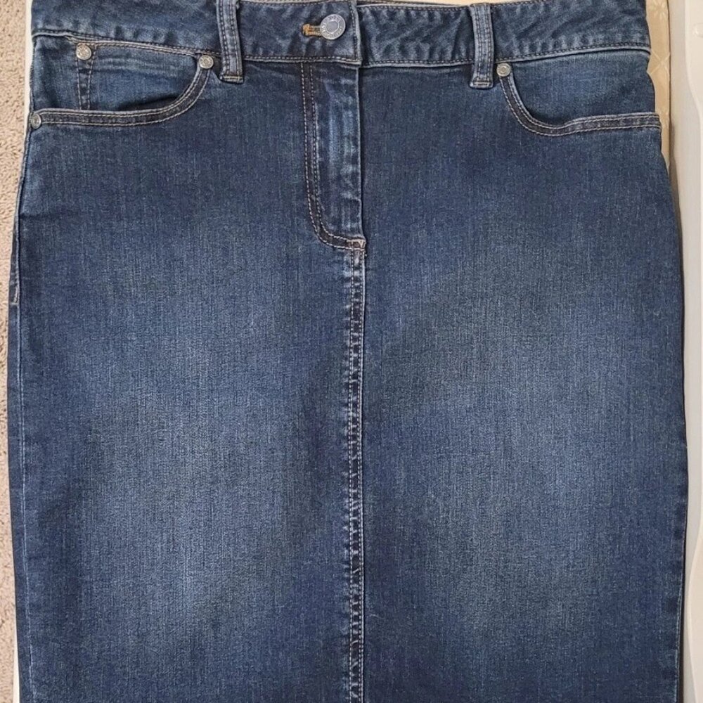 Talbots Women's Dark Wash Denim Skirt Classic Pencil Size 4